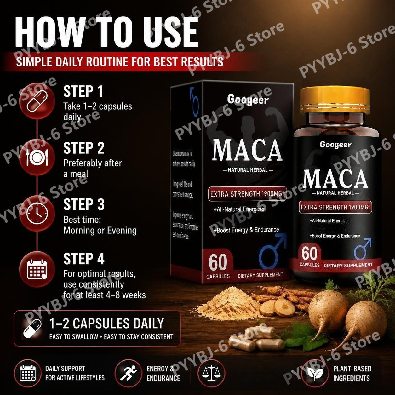 Googeer Maca Capsules with Mac - Valerian Root Capsule recension och pris